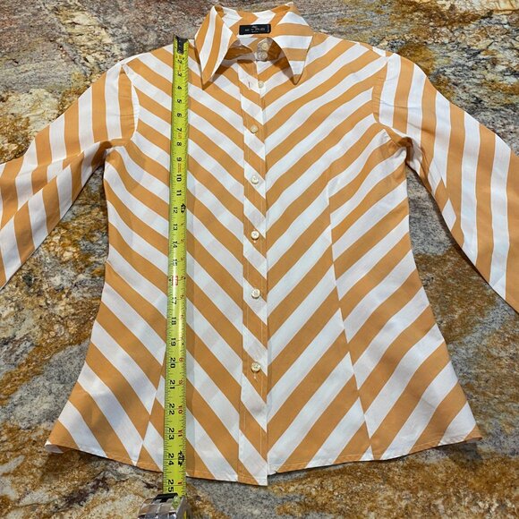 Etro BOLD STRIPE - Butterscotch Gold & White Long Sleeve Button Down - Picture 5 of 13